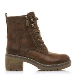 Botins de taló Mustang doris amb detall de cremallera lateral en marró - Querol online