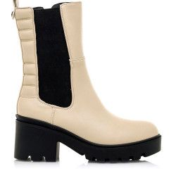 Botines tacón Mustang new track blanca con elástico lateral negro - Querol online