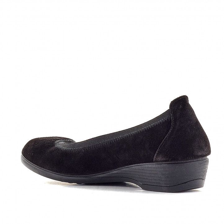 Zapatos cuña Vulladi de serraje negros con cuña - Querol online