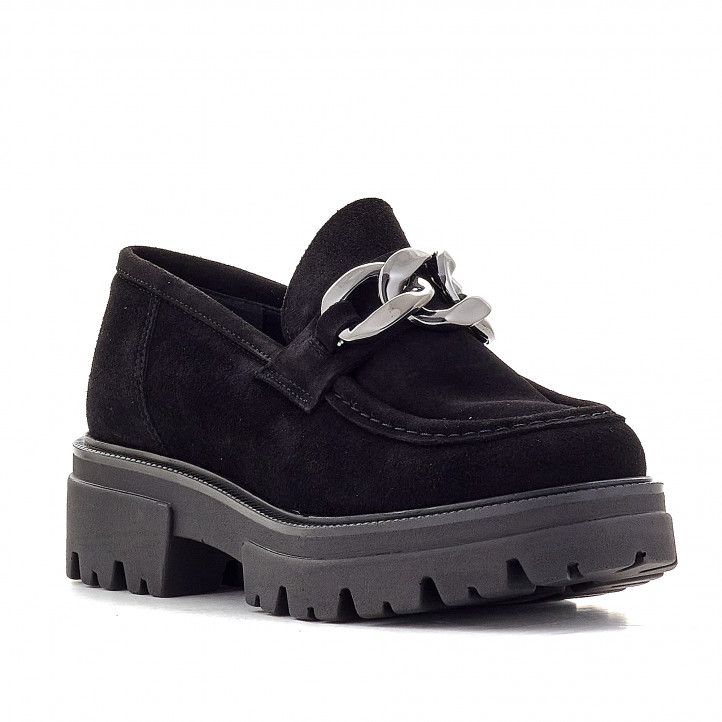 Zapatos plataforma Redlove brigitta de piel negros con plataforma y detalle metálico - Querol online