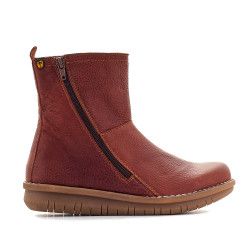 Botins plans Jungla marrons amb cremallera lateral en diagonal - Querol online