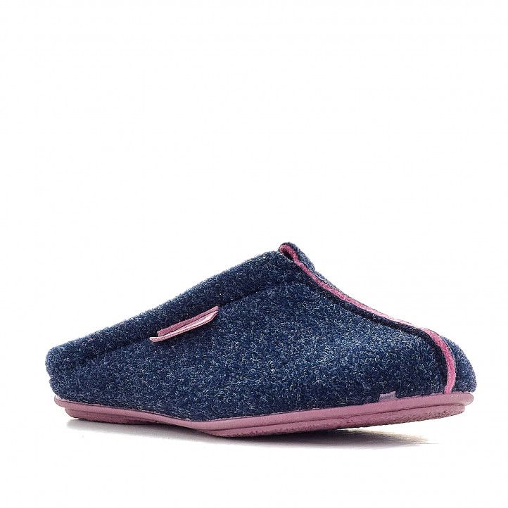Zapatillas casa Vulladi azules con detalles rosas - Querol online