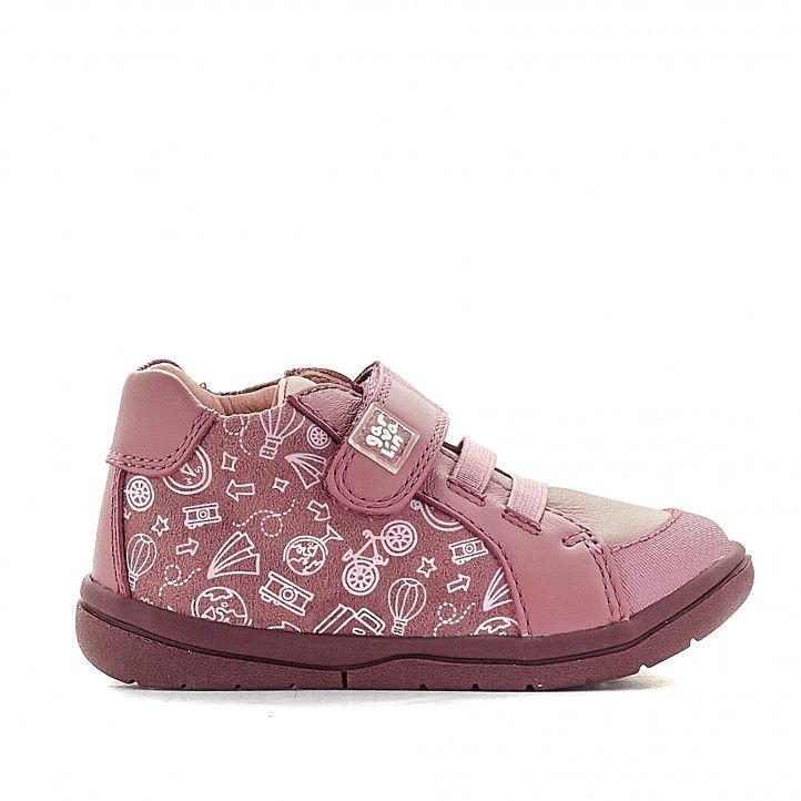 Zapatos abotinados GARVALIN rosas con iconos - Querol online
