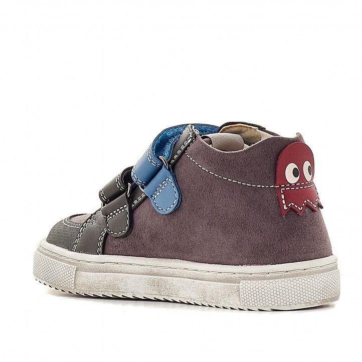 Zapatos abotinados GARVALIN grises con un velcro de cada color - Querol online