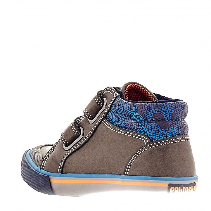 Sabates abotinades Pablosky grisos amb animal print blau - Querol online