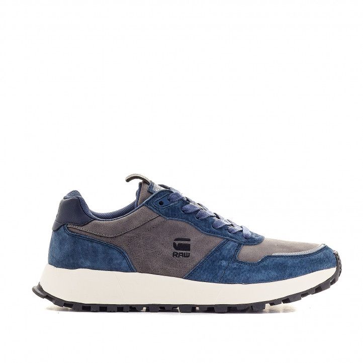 Zapatillas deportivas G-Star RAW grises con partes azules de piel - Querol online