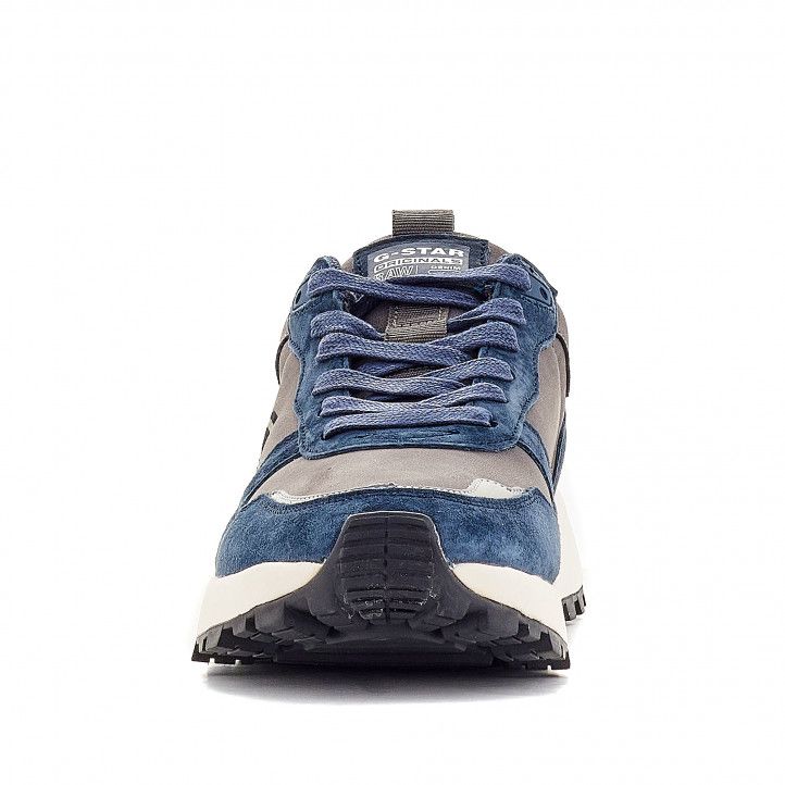 Zapatillas deportivas G-Star RAW grises con partes azules de piel - Querol online