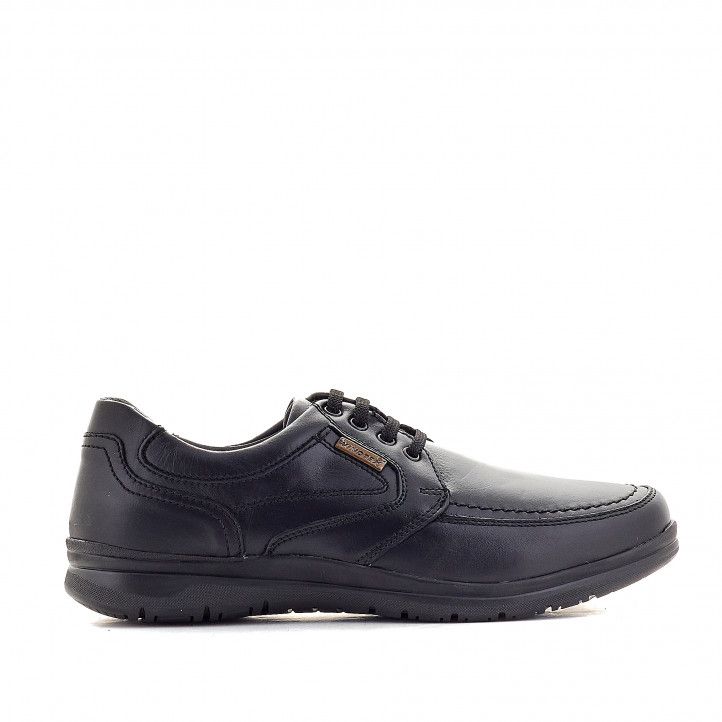 Zapatos vestir Zen negros de piel con costuras y cordones - Querol online