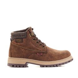 Botins Lois marrons amb part superior tèxtil embuatada - Querol online