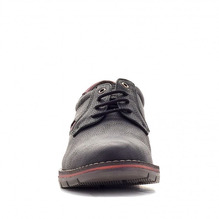 Zapatos vestir Lobo negros de piel con detalles burdeos - Querol online