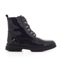 Botins K-TINNI negres de xarol i cordons a talps - Querol online