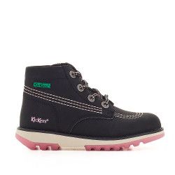 Botines Kickers negros con detalles rosas - Querol online