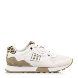 Zapatillas urban Mustang joggo blancas combinadas en tonos beige y trasera en leopardo - Querol online