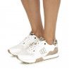 Zapatillas urban Mustang joggo blancas combinadas en tonos beige y trasera en leopardo