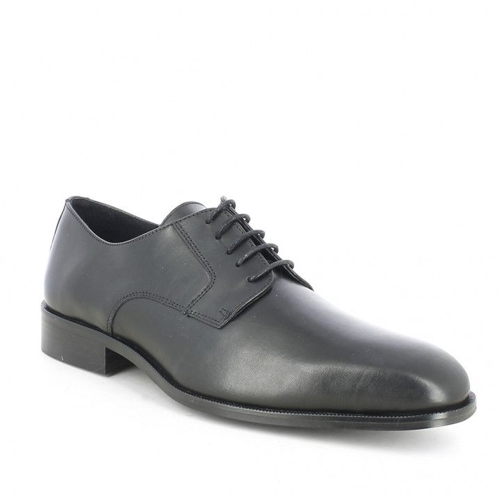 Zapatos vestir Be Cool bluchers negros de piel con cordones encerados - Querol online