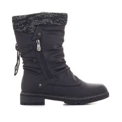 Botes planes Deity negres amb cremallera i tela en obertura - Querol online