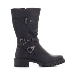 Botes de taló Deity negres amb cremallera i doble sivella - Querol online