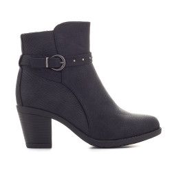 Botins de taló Chika 10 negres amb sivella i dibuixo animal print - Querol online