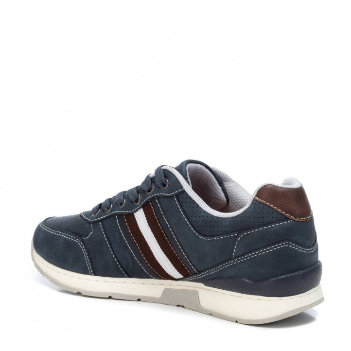 Zapatos sport Refresh 079271 azul marino con franja marrón y blanca - Querol online