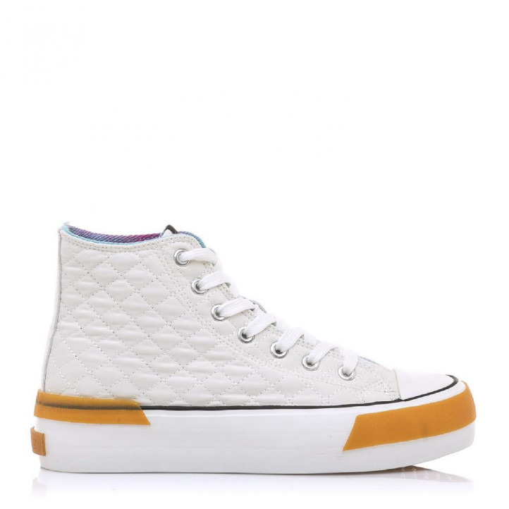 Zapatillas lona Mustang 060187 plataforma blanca y caramelo - Querol online