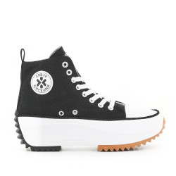 Sabatilles lona Chika 10 negras de bota amb plataforma i sola dentada - Querol online