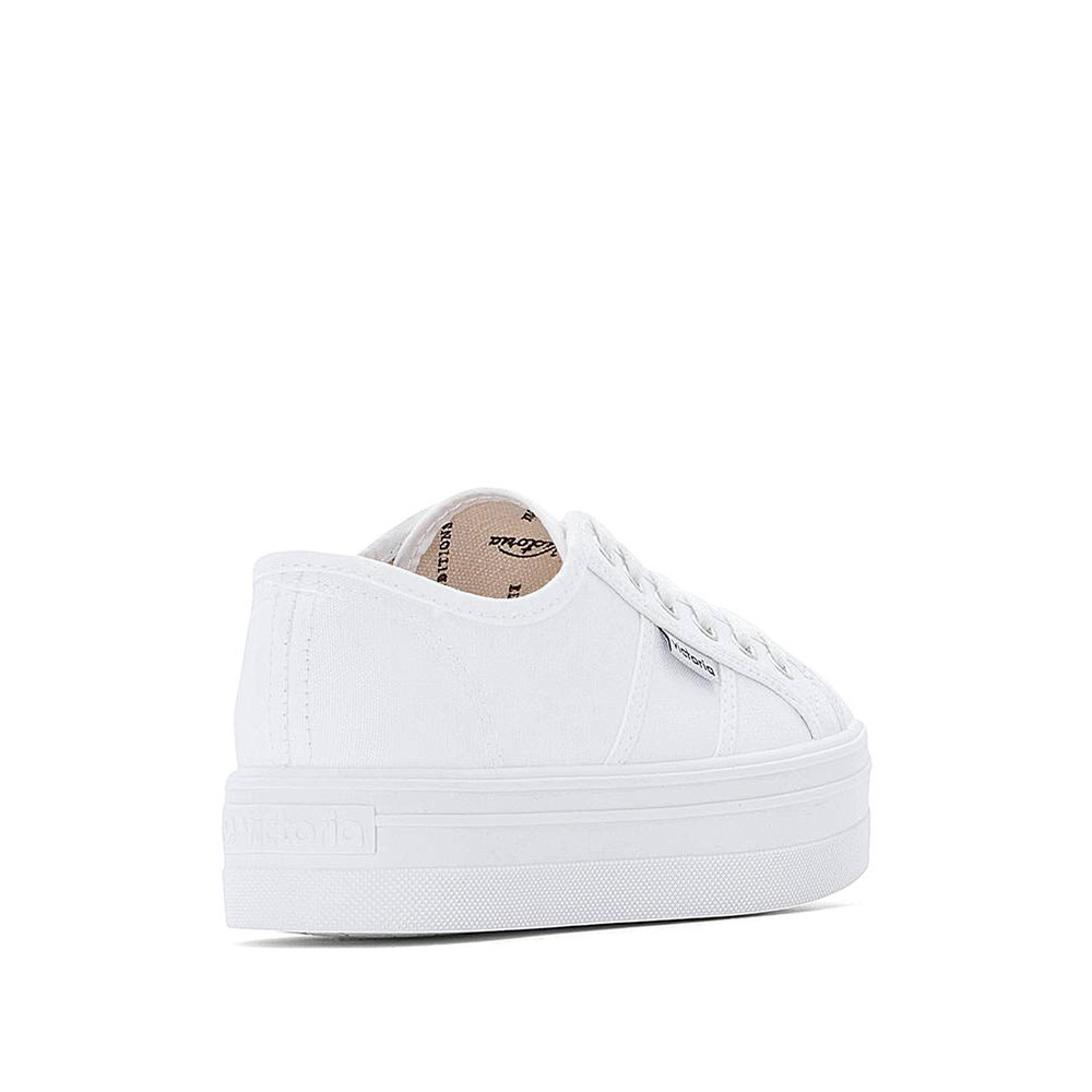 Zapatillas Lona Blancas Barcelona Con Plataforma Infantil Victoria | Querol