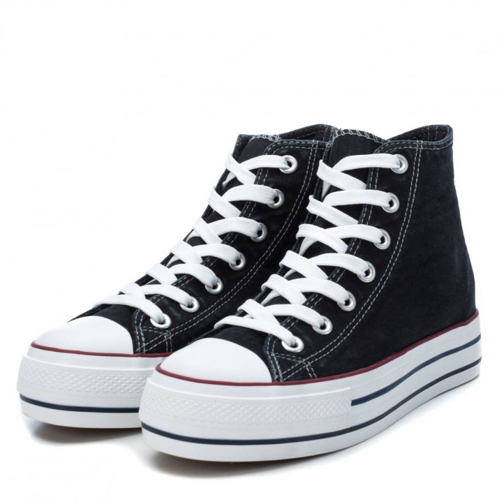 Zapatillas lona Refresh 079829 negras de bota con suela doble - Querol online