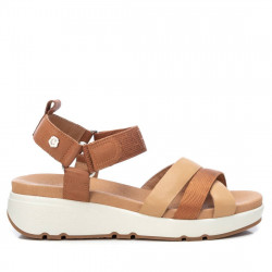 Sandalias cuña Carmela 068468 con tiras en tonos camel - Querol online