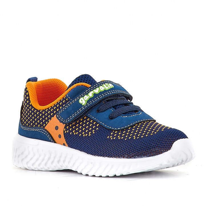 Zapatillas deporte GARVALIN azules con banda e interior naranjas - Querol online