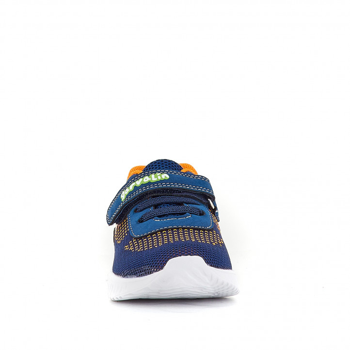 Zapatillas deporte GARVALIN azules con banda e interior naranjas - Querol online