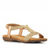 Sandalias planas Amarpies dorada con forma trenzada y goma en el talón