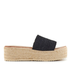 Sandàlies plataformes Owel negres de pala i ràfia