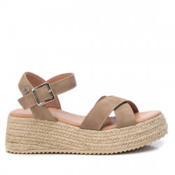 Sandalias cuña Refresh 079296 marrones con suela de ráfia y cierre al tobillo - Querol online