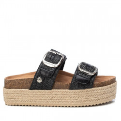 Sandàlies plataformes Refresh 079445 negres de ràfia amb tancament doble - Querol online