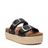 Sandalias plataformas Refresh 079445 negras de rafia con cierre doble