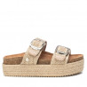 Sandalias plataformas Refresh 079445 taupe de rafia con cierre doble