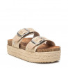 Sandalias plataformas Refresh 079445 taupe de rafia con cierre doble