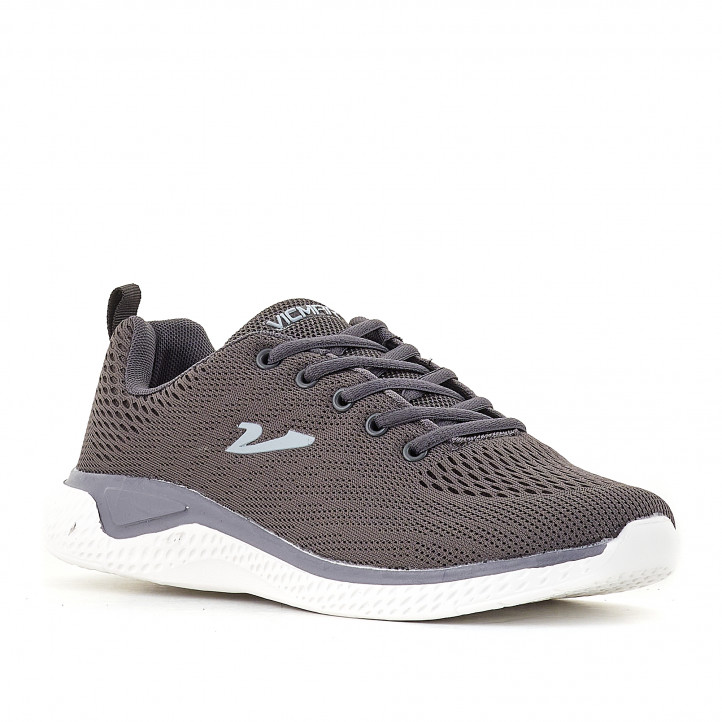 Zapatillas deportivas Vicmart grises amb cordons i sola blanca - Querol online