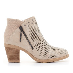 Botins de taló Chika 10 beix amb cremallera - Querol online