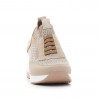 Zapatillas cuña MY SOFT crema con detalle metálico trasero
