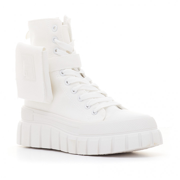 Zapatillas lona Stay blancas con plataforma y bolsillo - Querol online