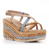 Sandalias cuña Alma Blue con tiras de rafia cruzadas y multicolor