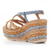 Sandalias cuña Alma Blue con tiras de rafia cruzadas y multicolor