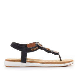Sandàlies planes Amarpies negres amb pedres ètniques - Querol online