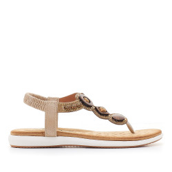 Sandalias planas Amarpies marrones con piedras étnicas - Querol online