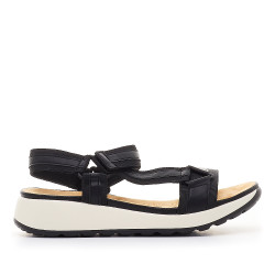 Sandalias planas Owel chios negras con piso blanco - Querol online