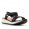 Sandalias planas Owel chios negras con piso blanco