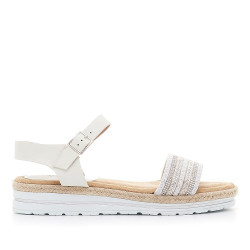 Sandàlies falca Owel vista blanques agafades al turmell i banda davantera - Querol online