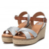 Sandalias cuña Xti 045173 plateadas con tira superior en marrón