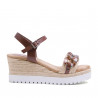 Sandalias cuña Porronet PIEL RAFIA MOKA LOLA